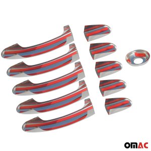 Ford Transit Door Handle Cover - Omac - 5 Door with Lock Cover S.Steel - Gloss Silver - 2014